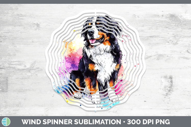 Watercolor Splash Dogs 03 Bernese Mountain Dog Wind Spinner