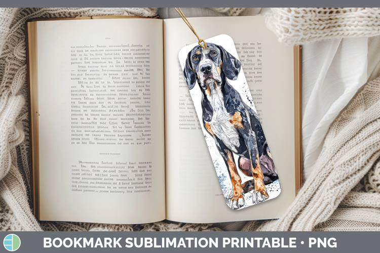 Watercolor Splash Dogs 03 Bluetick Coonhound Bookmark Sublim