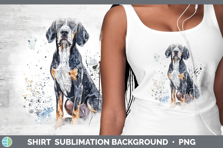 Watercolor Splash Dogs 03 Bluetick Coonhound Shirt Sublimati