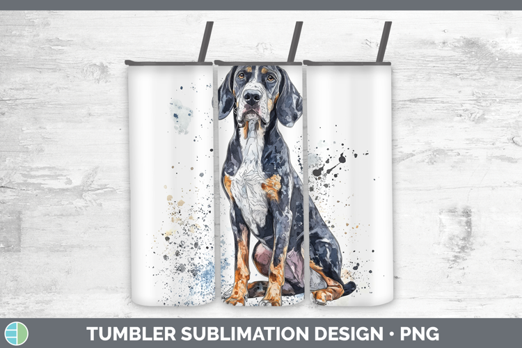 Watercolor Splash Dogs 03 Bluetick Coonhound Tumbler Sublima