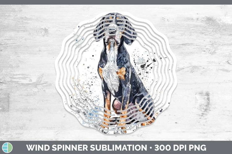 Watercolor Splash Dogs 03 Bluetick Coonhound Wind Spinner Su