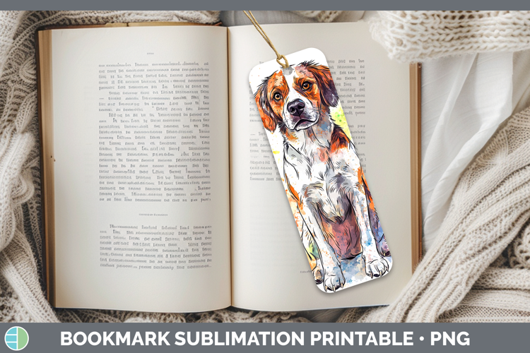 Watercolor Splash Dogs 03 Brittany Dog Bookmark Sublimation