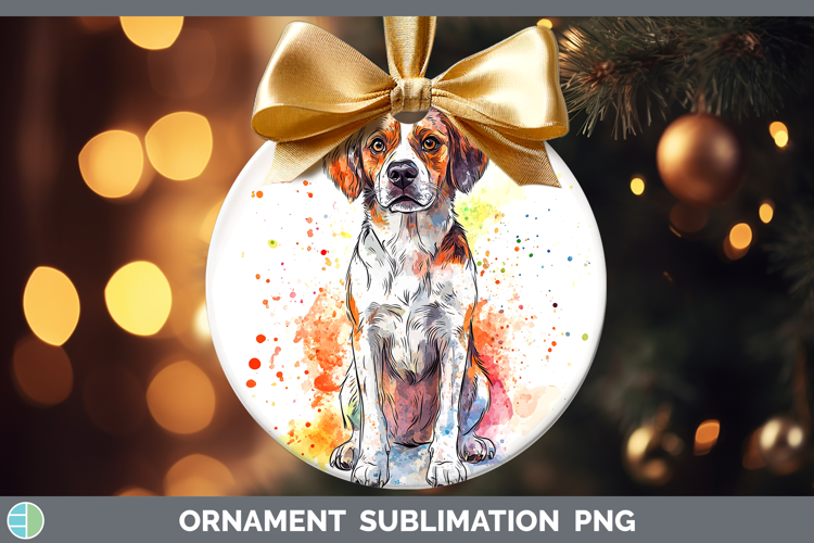 Watercolor Splash Dogs 03 Brittany Dog Ornament Sublimation