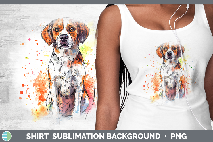 Watercolor Splash Dogs 03 Brittany Dog Shirt Sublimation Sub
