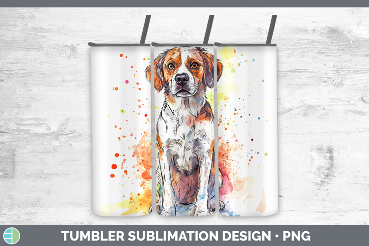 Watercolor Splash Dogs 03 Brittany Dog Tumbler Sublimation 2