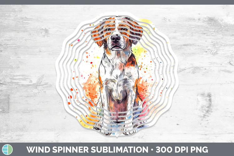 Watercolor Splash Dogs 03 Brittany Dog Wind Spinner Sublimat