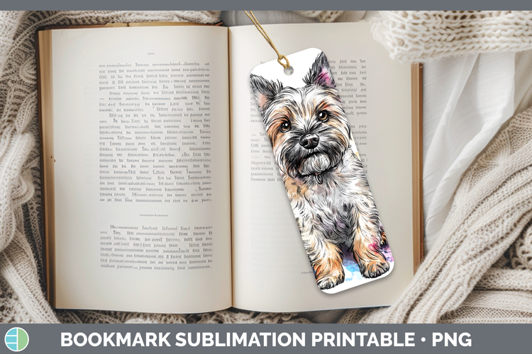 Watercolor Splash Dogs 03 Cairn Terrier Bookmark Sublimation