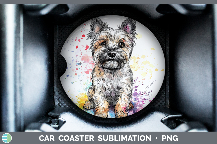 Watercolor Splash Dogs 03 Cairn Terrier Car Coaster Sublimat