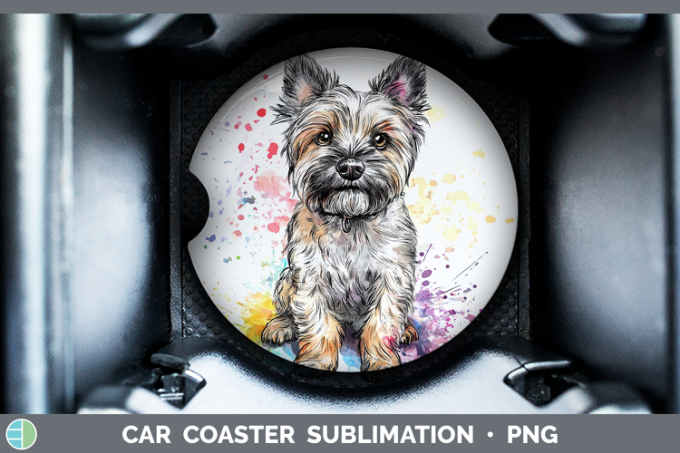 Watercolor Splash Dogs 03 Cairn Terrier Car Coaster Sublimat