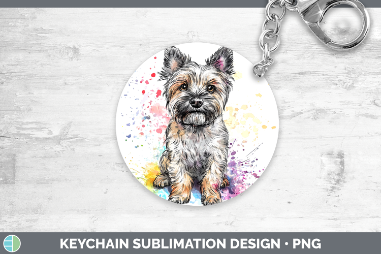 Watercolor Splash Dogs 03 Cairn Terrier Keychain Sublimation