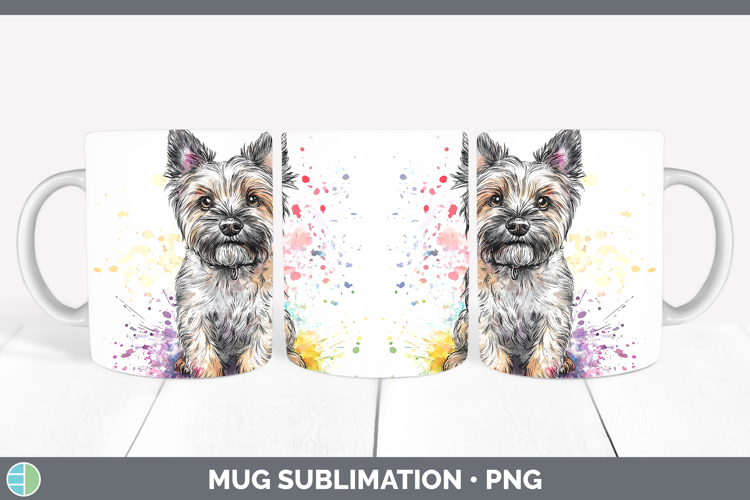 Watercolor Splash Dogs 03 Cairn Terrier Mug Wrap Sublimation