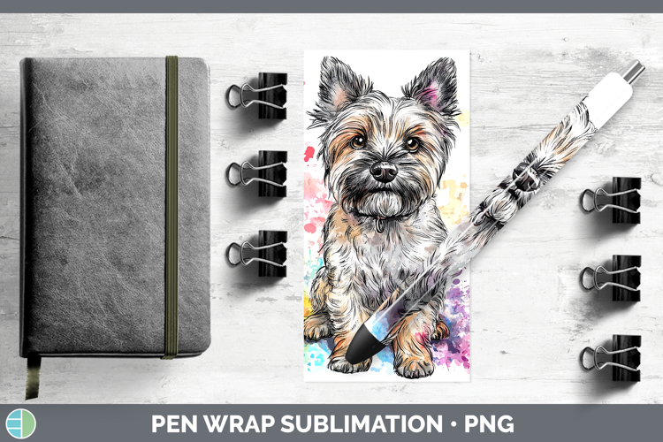Watercolor Splash Dogs 03 Cairn Terrier Pen Wrap Sublimation