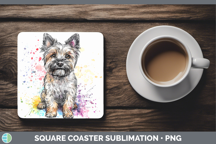Watercolor Splash Dogs 03 Cairn Terrier Square Coaster Subli