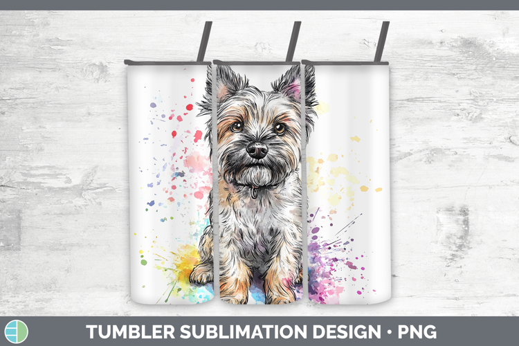 Watercolor Splash Dogs 03 Cairn Terrier Tumbler Sublimation