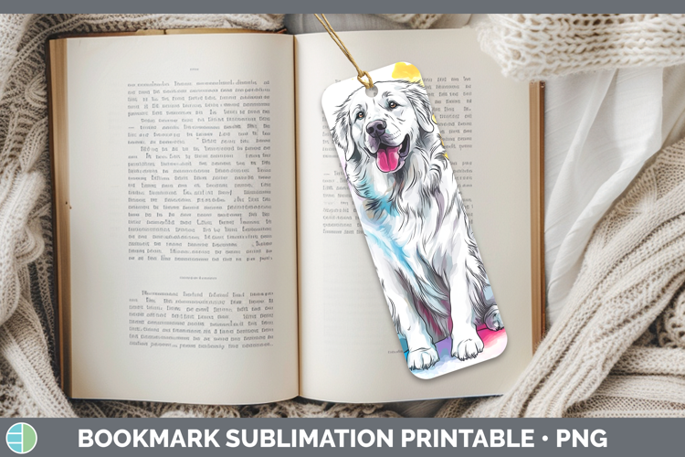 Watercolor Splash Dogs 03 Great Pyrenees Bookmark Sublimatio