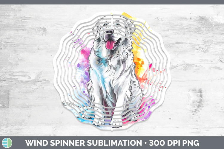Watercolor Splash Dogs 03 Great Pyrenees Wind Spinner Sublim
