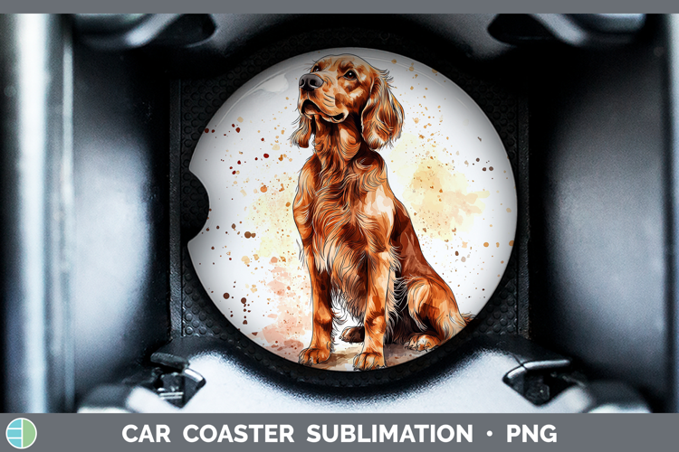 Watercolor Splash Dogs 03 Irish Setter Car Coaster Sublimati