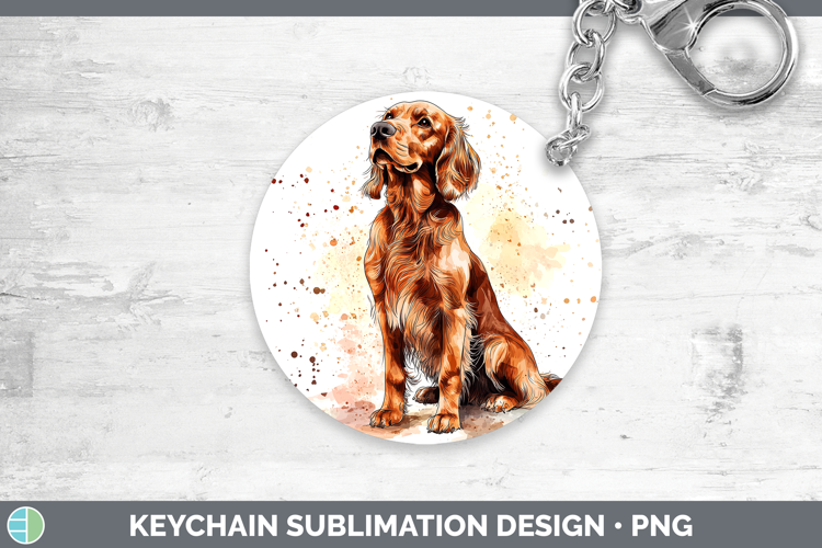 Watercolor Splash Dogs 03 Irish Setter Keychain Sublimation