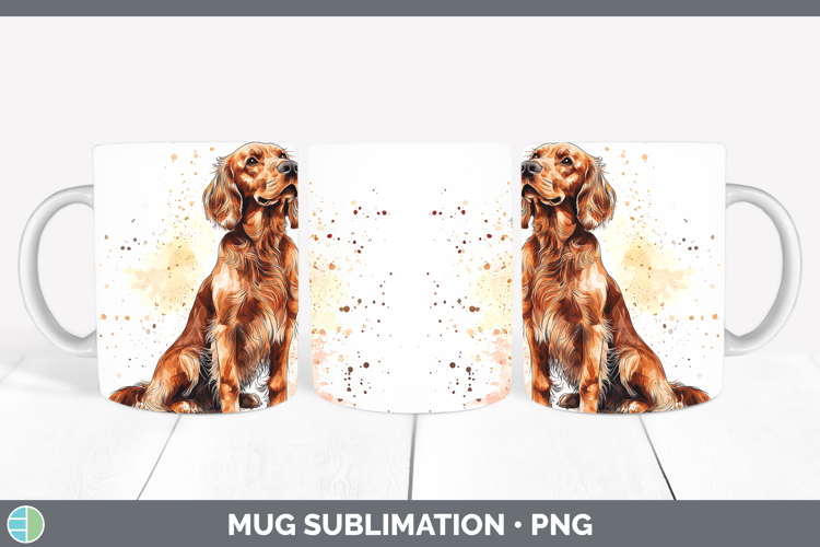 Watercolor Splash Dogs 03 Irish Setter Mug Wrap Sublimation