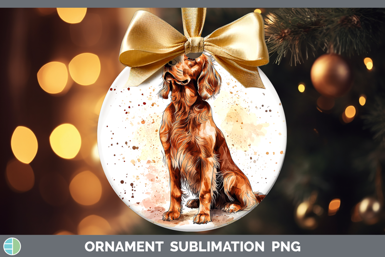 Watercolor Splash Dogs 03 Irish Setter Ornament Sublimation