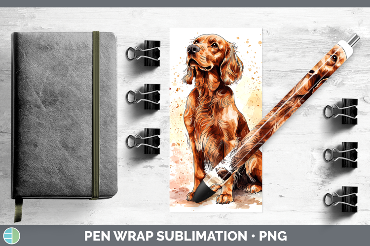 Watercolor Splash Dogs 03 Irish Setter Pen Wrap Sublimation