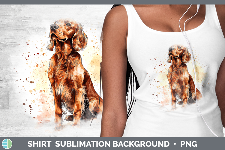 Watercolor Splash Dogs 03 Irish Setter Shirt Sublimation Sub