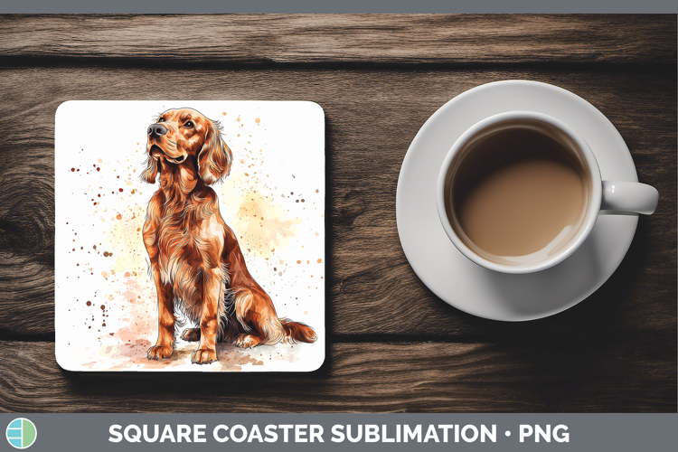 Watercolor Splash Dogs 03 Irish Setter Square Coaster Sublim