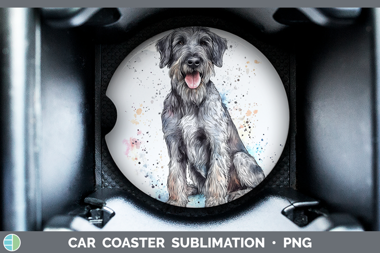 Watercolor Splash Dogs 03 Irish Wolfhound Car Coaster Subli