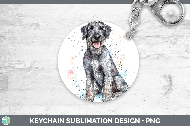 Watercolor Splash Dogs 03 Irish Wolfhound Keychain Sublimat