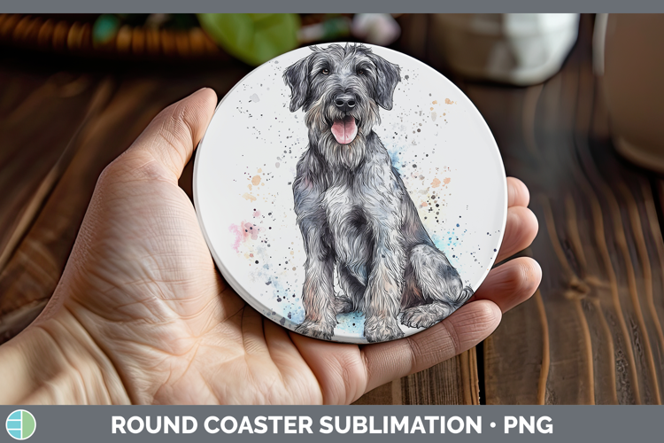 Watercolor Splash Dogs 03 Irish Wolfhound Round Coaster Sub