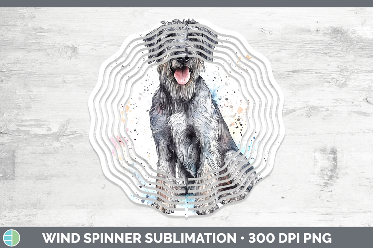 Watercolor Splash Dogs 03 Irish Wolfhound Wind Spinner Subl