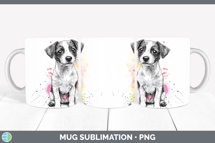 Watercolor Splash Dogs 03 Jack Russell Terrier Mug Wrap Subl