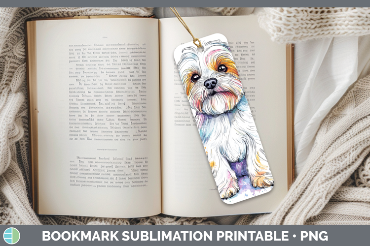 Watercolor Splash Dogs 03 Maltese Bookmark Sublimation Print