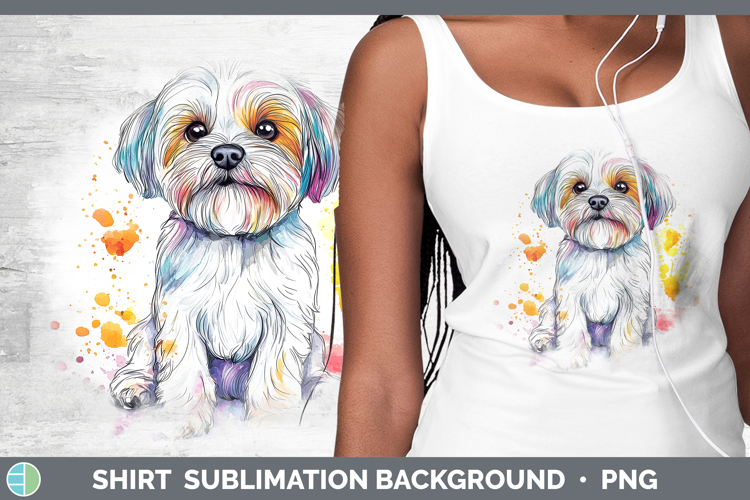 Watercolor Splash Dogs 03 Maltese Shirt Sublimation Sublimat