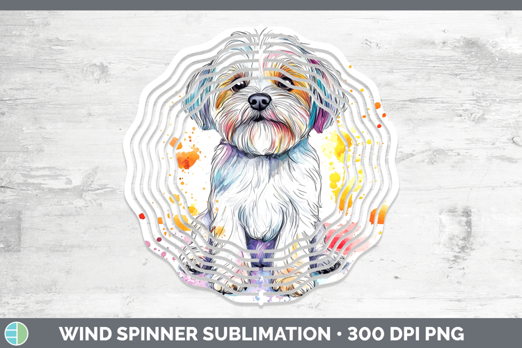 Watercolor Splash Dogs 03 Maltese Wind Spinner Sublimation S
