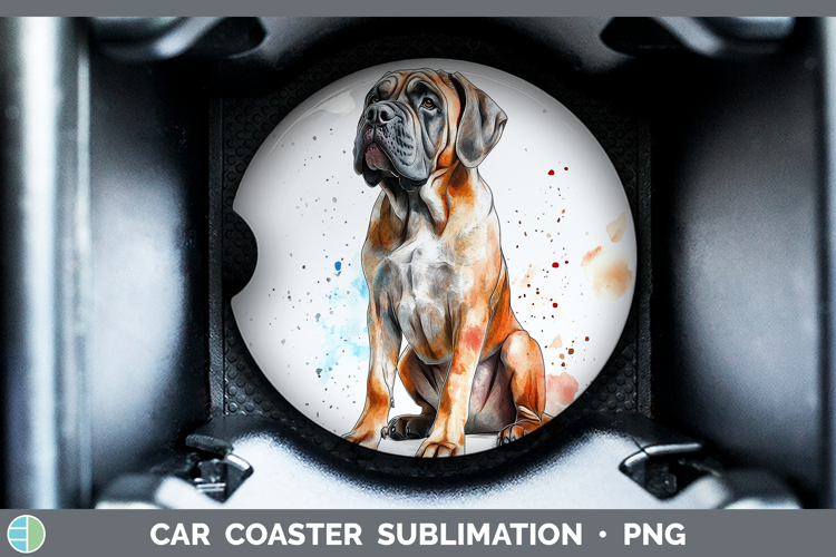 Watercolor Splash Dogs 03 Mastiff Car Coaster Sublimation D