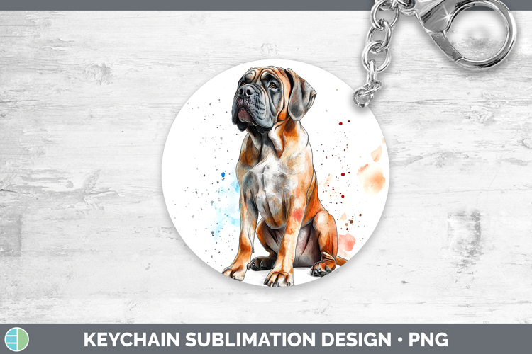 Watercolor Splash Dogs 03 Mastiff Keychain Sublimation Keyri