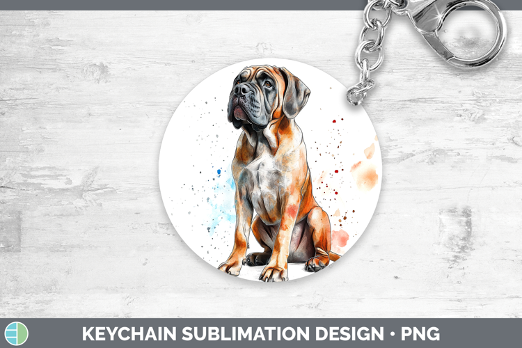 Watercolor Splash Dogs 03 Mastiff Keychain Sublimation Keyri
