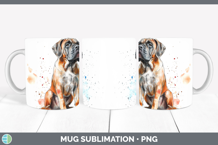 Watercolor Splash Dogs 03 Mastiff Mug Wrap Sublimation Coffe