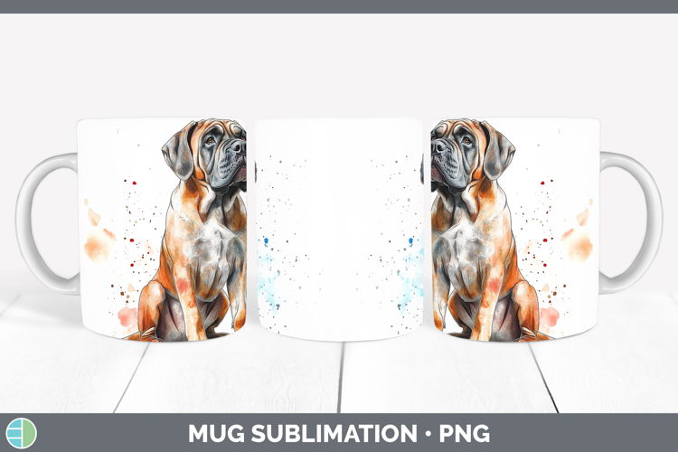 Watercolor Splash Dogs 03 Mastiff Mug Wrap Sublimation Coffe