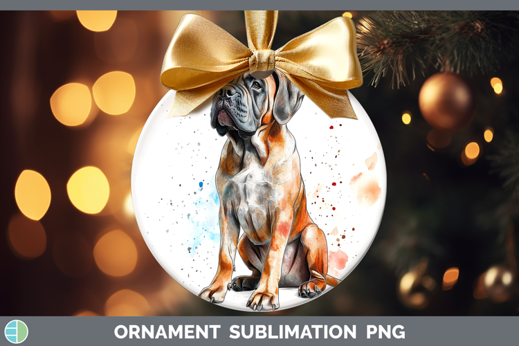 Watercolor Splash Dogs 03 Mastiff Ornament Sublimation Baubl