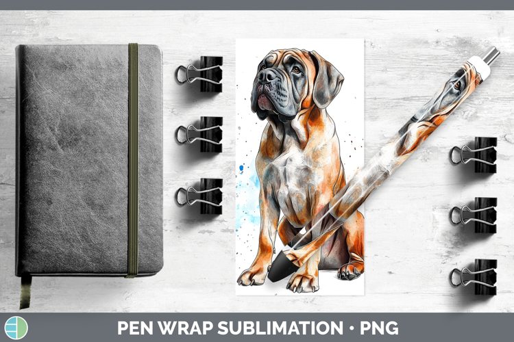 Watercolor Splash Dogs 03 Mastiff Pen Wrap Sublimation Pen D