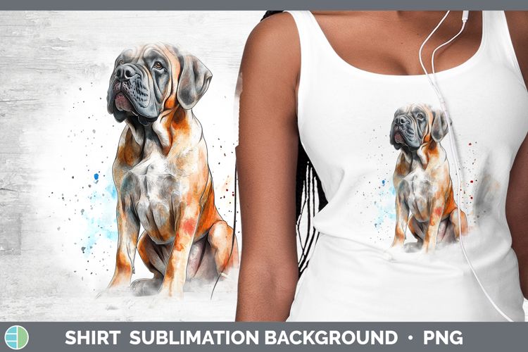 Watercolor Splash Dogs 03 Mastiff Shirt Sublimation Sublimat