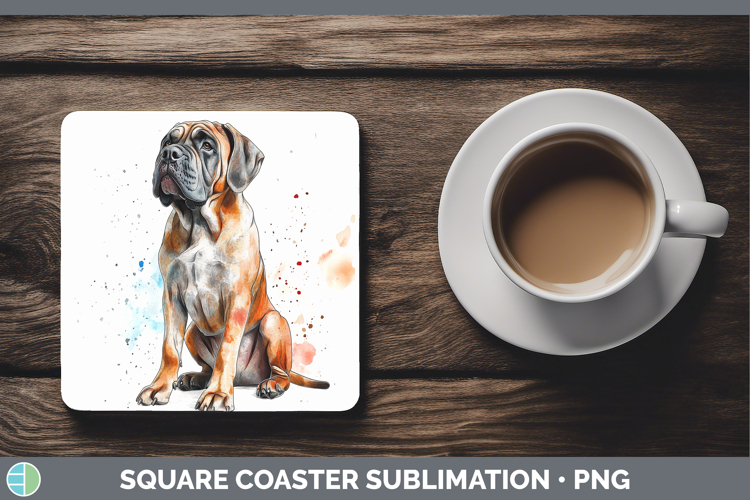 Watercolor Splash Dogs 03 Mastiff Square Coaster Sublimation