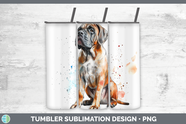 Watercolor Splash Dogs 03 Mastiff Tumbler Sublimation 20 oz