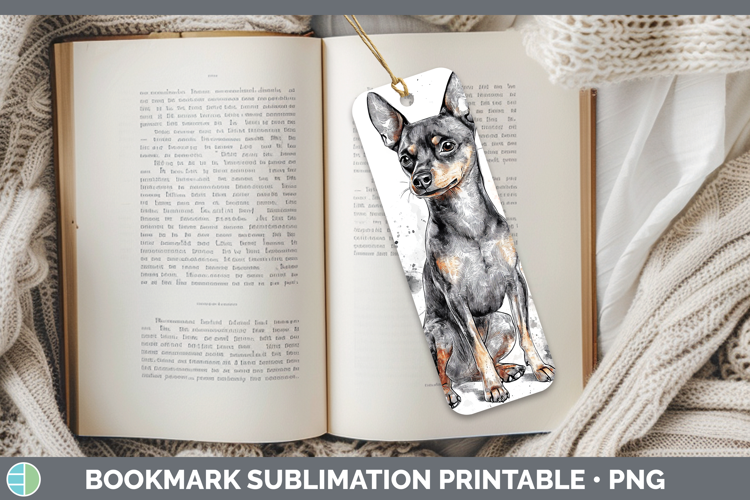 Watercolor Splash Dogs 03 Miniature Pinscher Bookmark Sublim