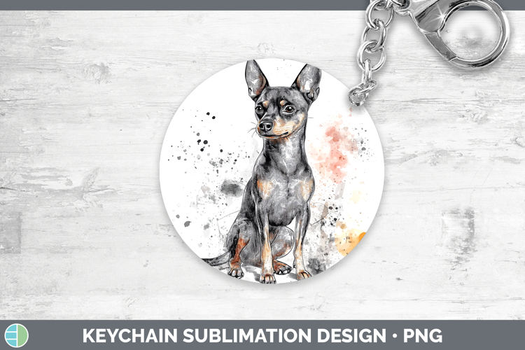 Watercolor Splash Dogs 03 Miniature Pinscher Keychain Sublim