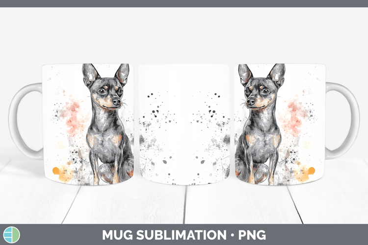 Watercolor Splash Dogs 03 Miniature Pinscher Mug Wrap Sublim