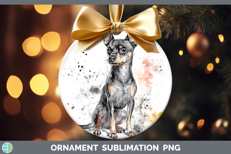 Watercolor Splash Dogs 03 Miniature Pinscher Ornament Sublim