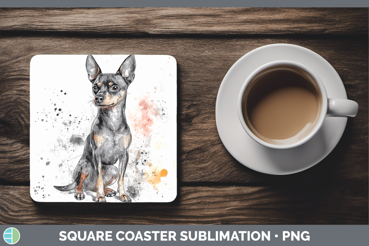 Watercolor Splash Dogs 03 Miniature Pinscher Square Coaster